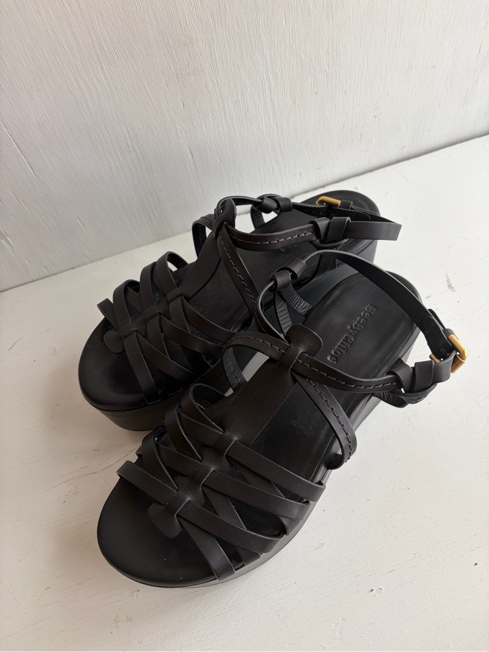 See by Chloé Sierra Black Strappy Platform Sandals – Chunky Wedge - Picture 9 of 11